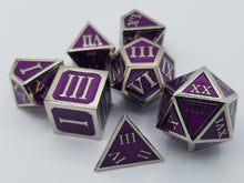 Load image into Gallery viewer, Roman Metal Purple Silver Dice