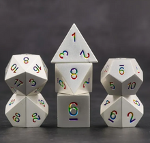 Load image into Gallery viewer, Silver with Rainbow Metal Dice Set