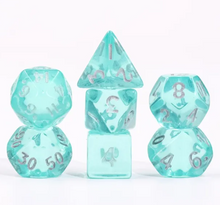 Load image into Gallery viewer, Teal Transparent Mini Dice Set