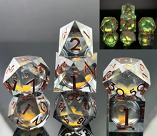Load image into Gallery viewer, Spellsong Glow in the Dark Liquid Core Dice Set