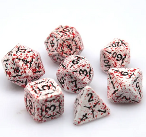 White Bloodstained Metal Dice Set