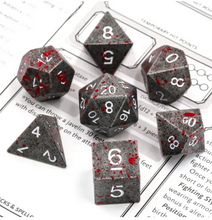 Load image into Gallery viewer, Bloodstained Metal Dice Set