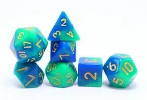 Blue and Green Marble Mini Dice Set