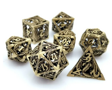 Load image into Gallery viewer, Gold Dragon Hollow Dice Set