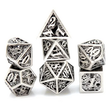 Load image into Gallery viewer, Silver Gears Hollow Dice Set