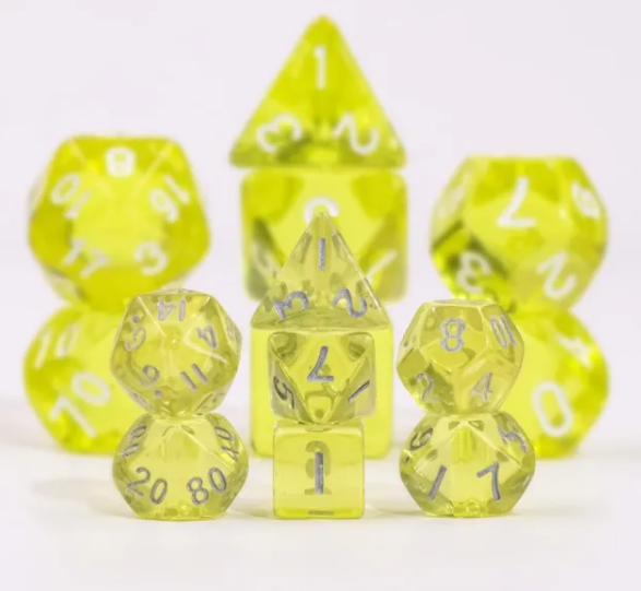 Yellow Transparent Mini Dice Set