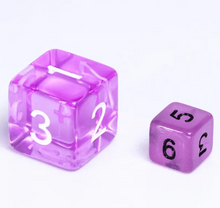 Load image into Gallery viewer, Purple Glow in the Dark Mini Dice Set