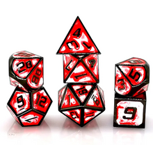 Load image into Gallery viewer, Dark Silver Bloodstained Metal Dice Set