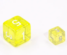 Load image into Gallery viewer, Yellow Transparent Mini Dice Set