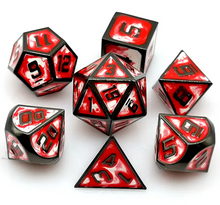 Load image into Gallery viewer, Dark Silver Bloodstained Metal Dice Set