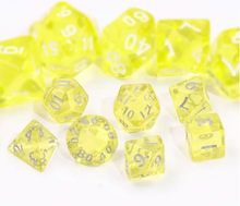 Load image into Gallery viewer, Yellow Transparent Mini Dice Set
