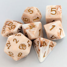 Load image into Gallery viewer, Caramel Swirl 7 Piece Dice Set