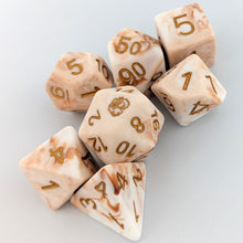 Load image into Gallery viewer, Caramel Swirl 7 Piece Dice Set