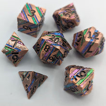 Load image into Gallery viewer, Copper Stripped Metal Dice Set