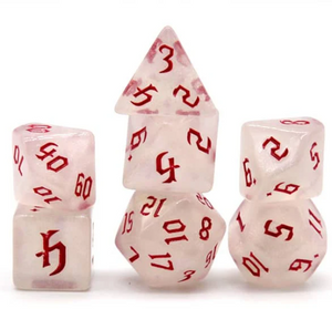 Gothic Red and Glitter Dice Set