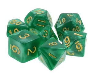 Green Gold Pearl Dice Set
