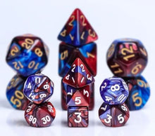 Load image into Gallery viewer, Blue Red Marble Mini Dice Set