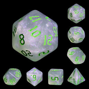 Gothic Green and Glitter Dice Set