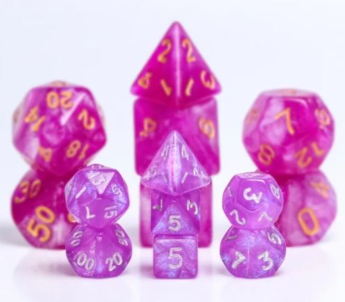 Pink Purple Iridescent Mini Dice Set