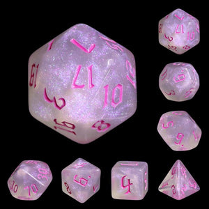 Gothic Pink and Glitter Dice Set