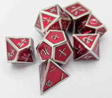 Load image into Gallery viewer, Kanji Metal Red Silver Dice