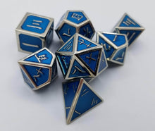 Load image into Gallery viewer, Kanji Metal Blue Silver Dice