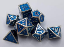 Load image into Gallery viewer, Kanji Metal Blue Silver Dice