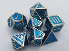 Load image into Gallery viewer, Roman Metal Blue Silver Dice