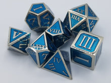 Load image into Gallery viewer, Roman Metal Blue Silver Dice