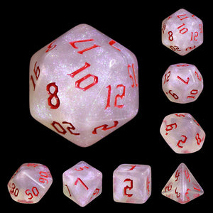 Gothic Red and Glitter Dice Set