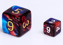 Load image into Gallery viewer, Blue Red Marble Mini Dice Set