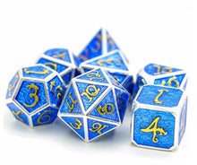 Load image into Gallery viewer, Blue Silver Dragon Dice Set