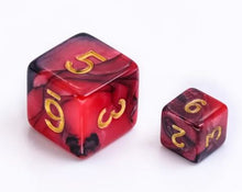 Load image into Gallery viewer, Red Black Marble Mini Dice Set