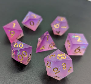 Alexandra dark pink glitter dice with gold font