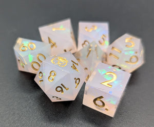 Alexandra light glitter dice with gold font