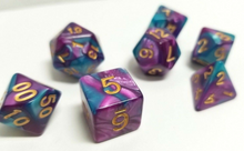 Load image into Gallery viewer, Blue Purple Marble Dice Set