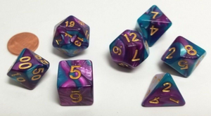 Blue Purple Marble Dice Set