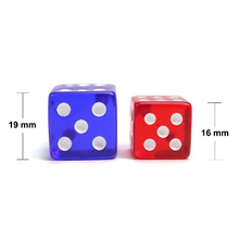 Load image into Gallery viewer, Blue Transparent (B-Grade) 19mm 6 Sided Dice (Set of 5)
