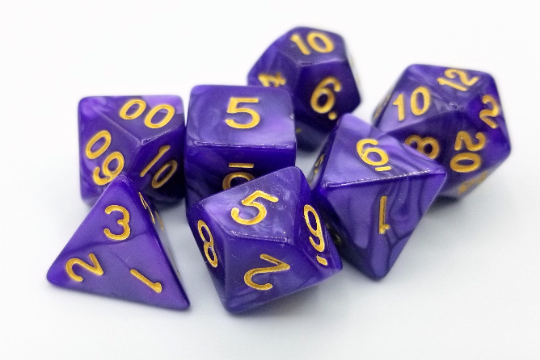 Purple Pearl with Gold Dice Set
