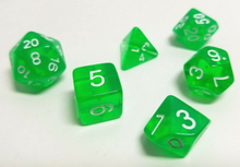 Load image into Gallery viewer, Green Transparent Dice Set