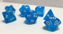 Load image into Gallery viewer, Blue Transparent Dice Set